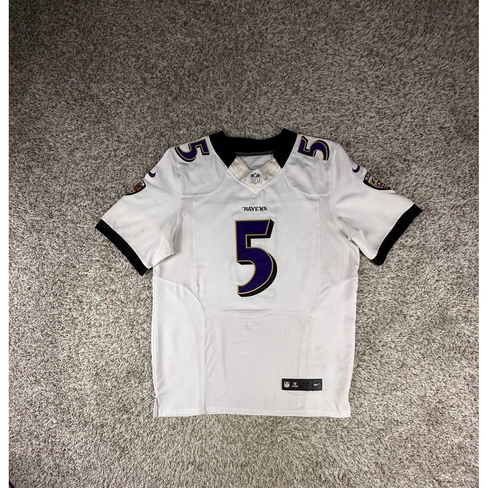 Joe Flacco #5 Baltimore Ravens Nike Elite Authentic White Jersey Size 44